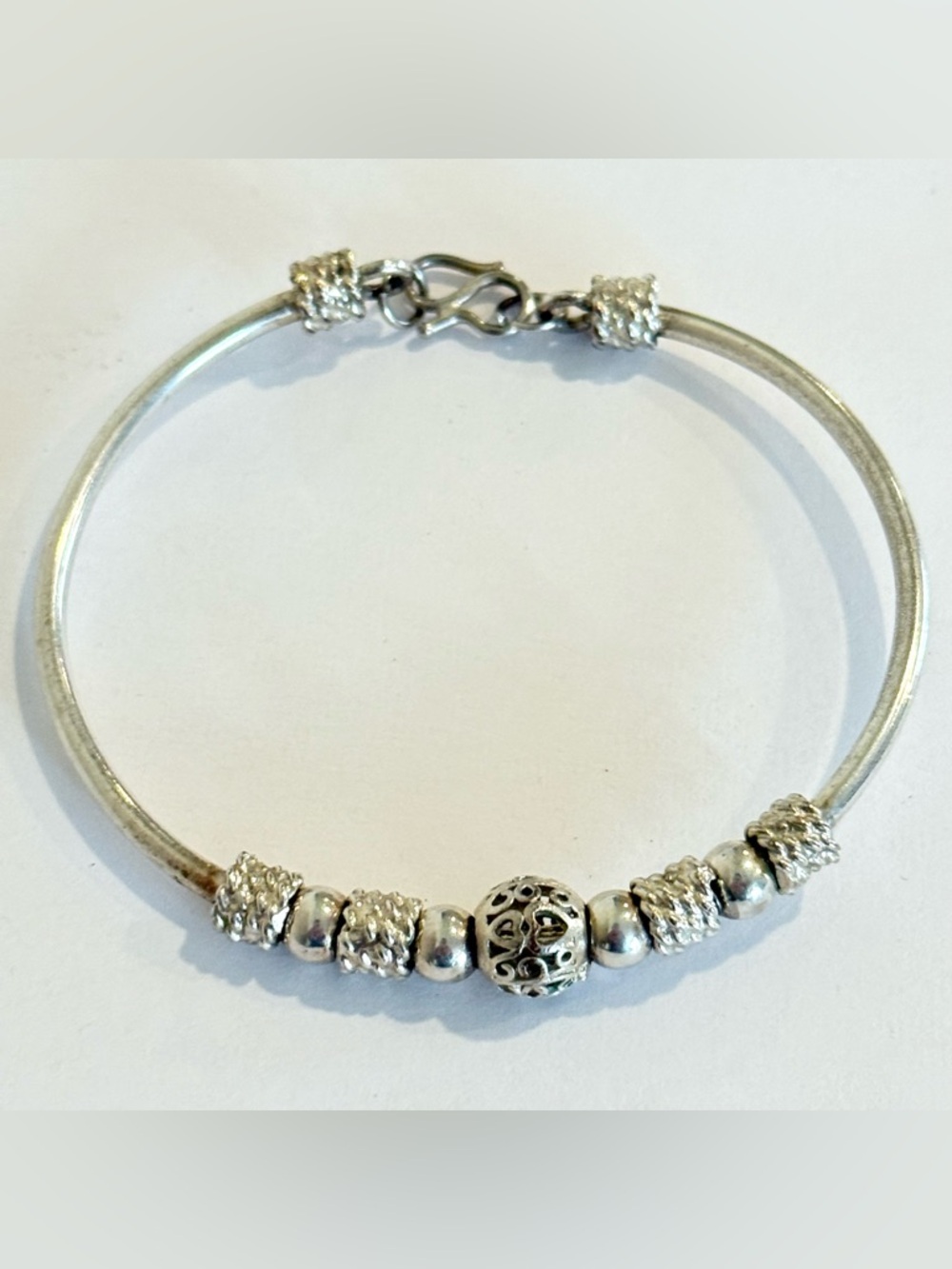 Vintage Sterling Silver 925 Charm Adjustable Bracelet Openwork Hearts Filigree